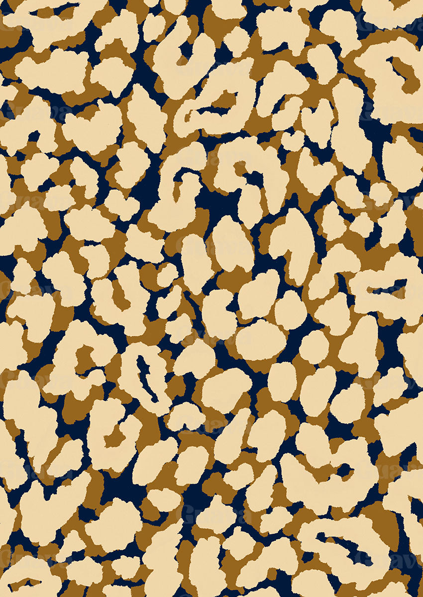 0898A- Navy, Gold and Beige Leopard