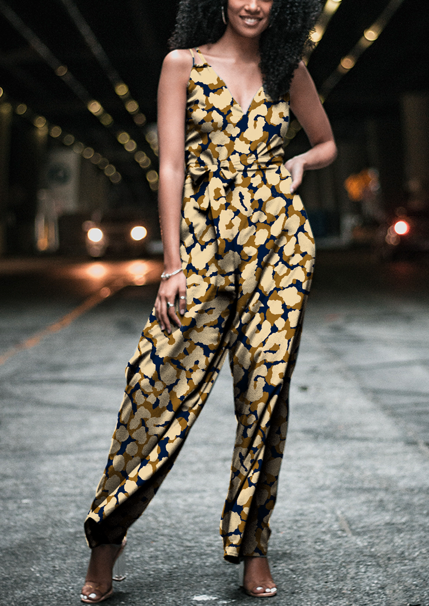 0898A- Navy, Gold and Beige Leopard