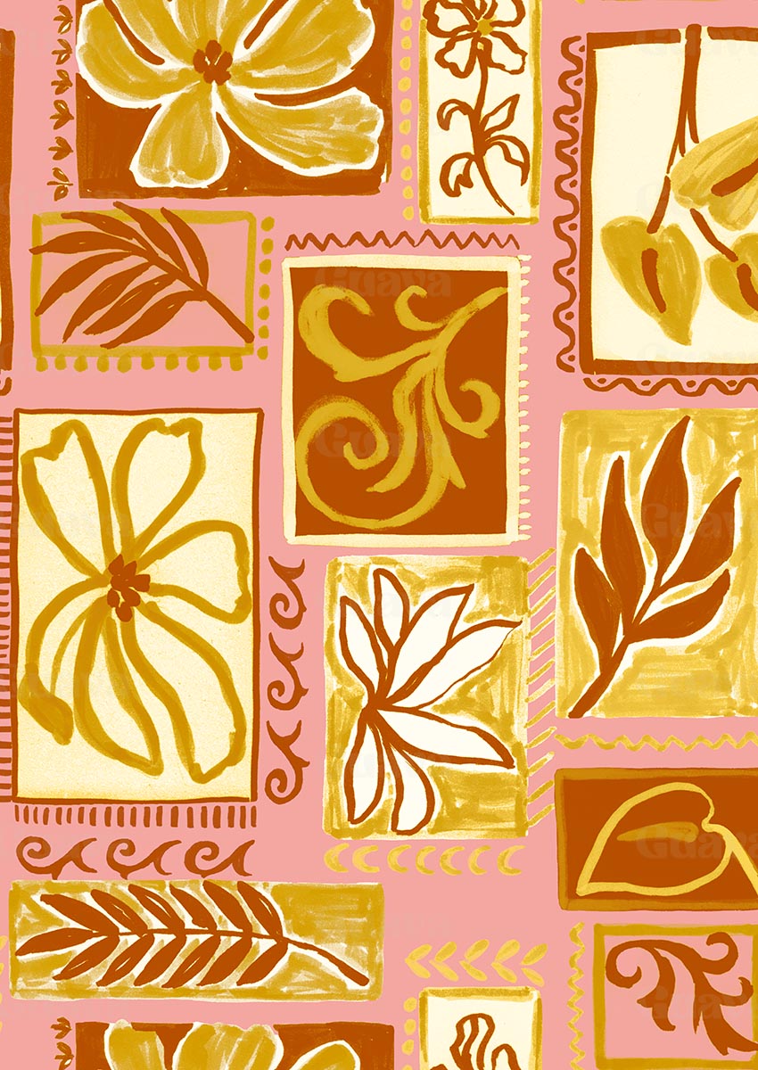 0898G- Pink and Mustard Floral Patchwork