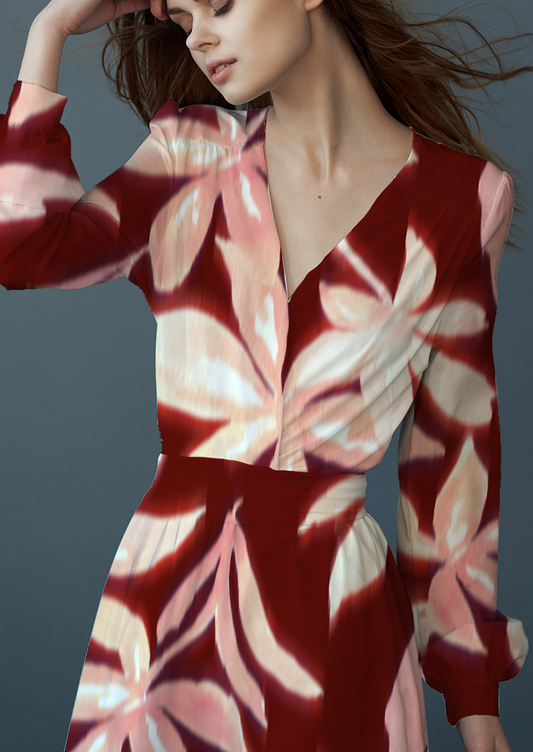 0899A- Extra Large Burgundy Red Floral