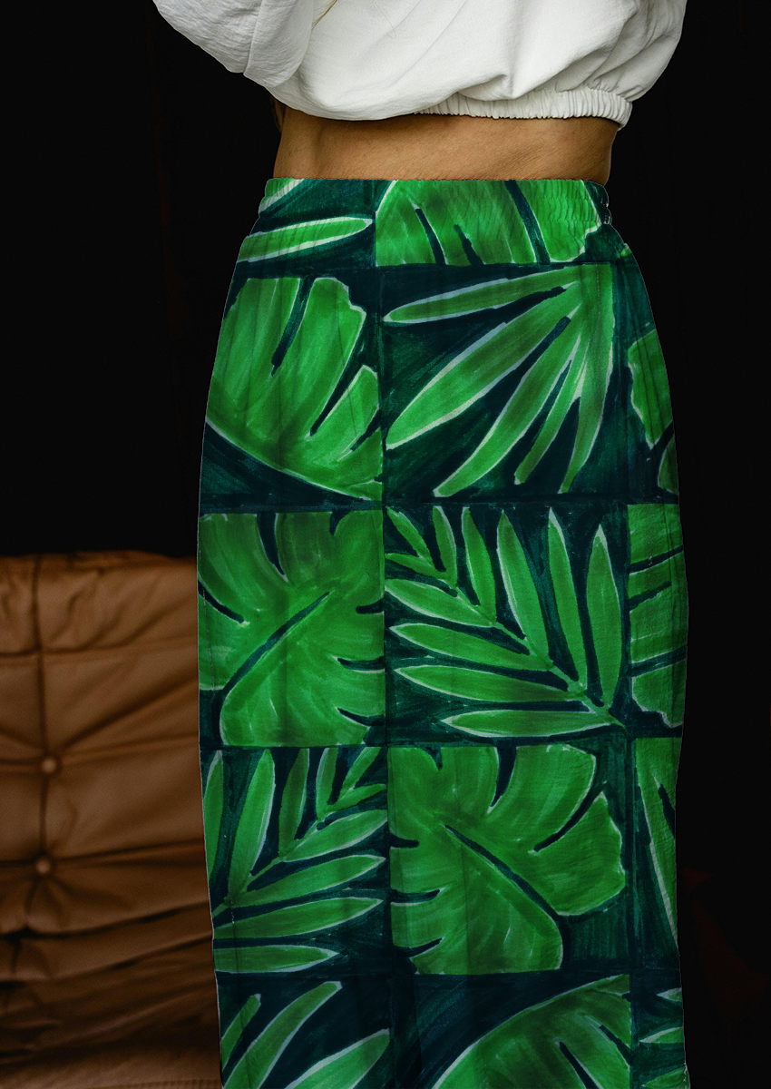 0899D- Deep Teal and Green Tropical Patchwork