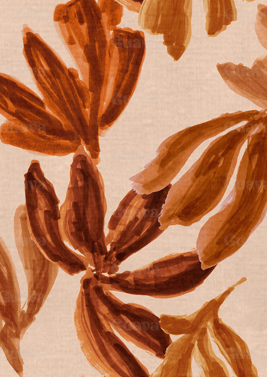 0900A- XL Beige and Burnt Orange Floral