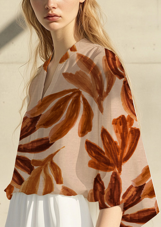 0900A- XL Beige and Burnt Orange Floral