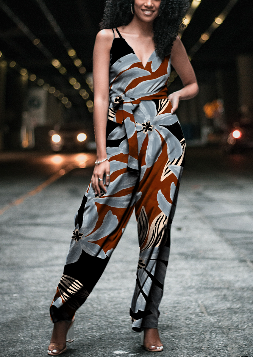 0900B- XL Black and Brown Floral