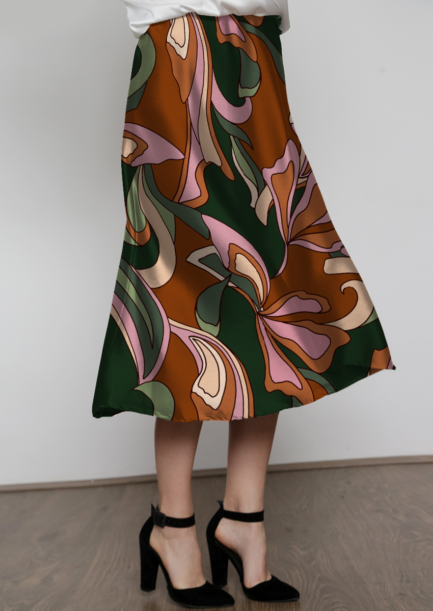 0900C- Brown, Pink and Green Pucci inspired Floral