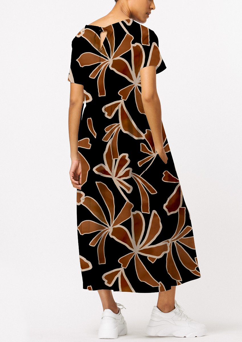 0900E- Y2K Textured Black and Brown Foliage