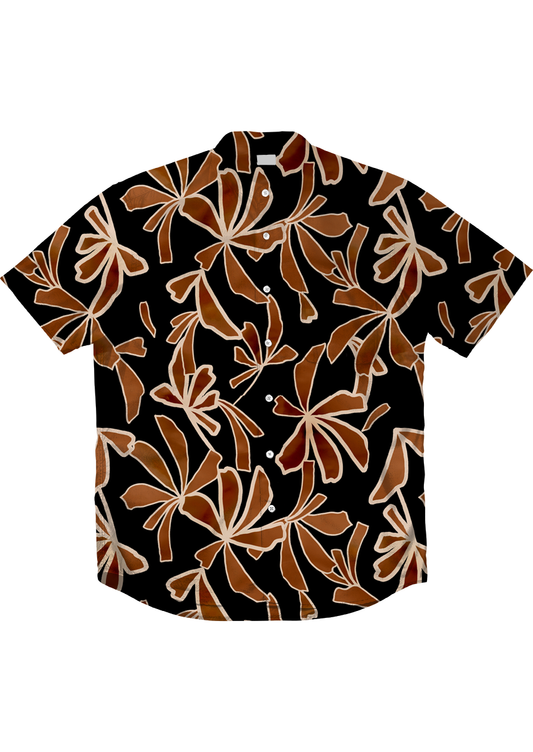 0900E- Y2K Textured Black and Brown Foliage