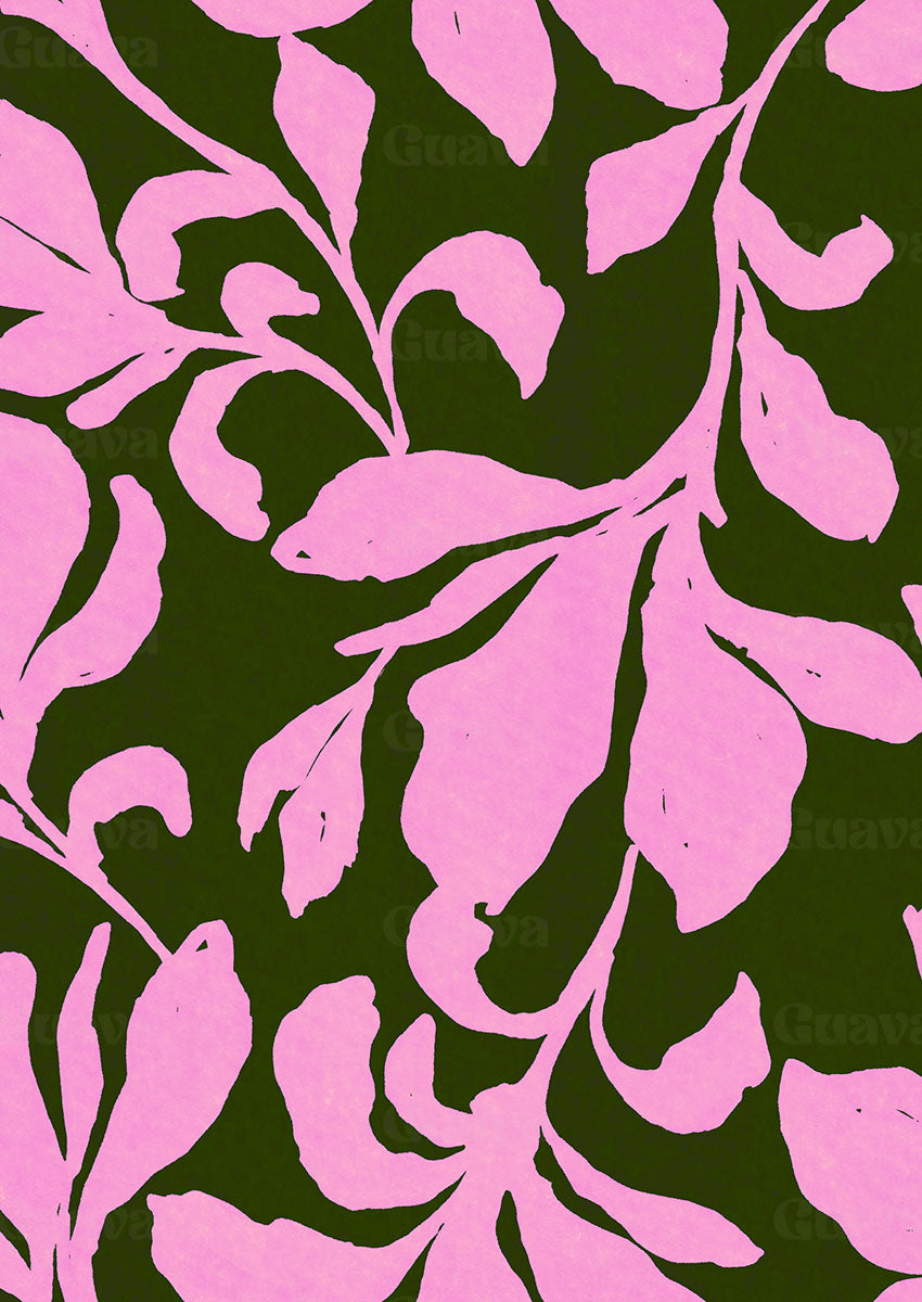 0902A- Large Hand Painted Pink and Green Floral
