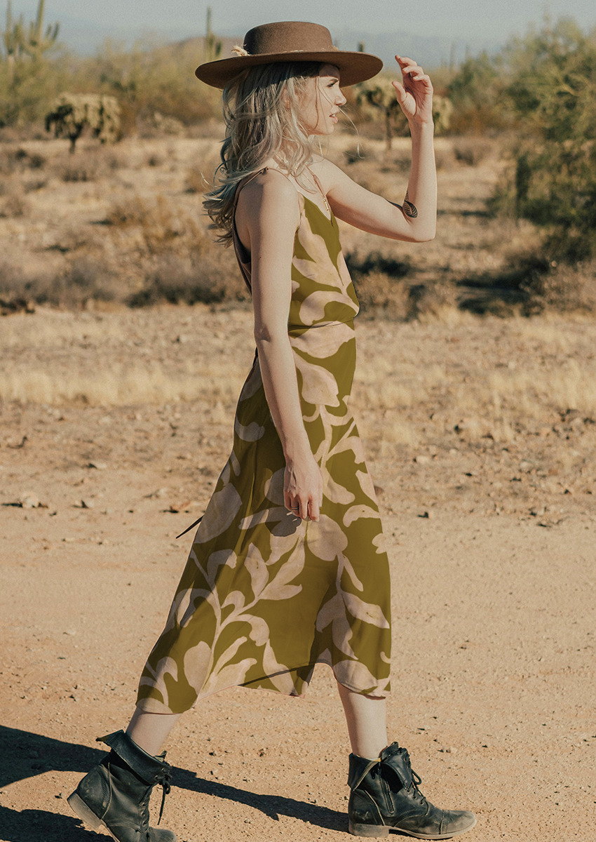 0902B- Mustard and Beige Abstract Floral