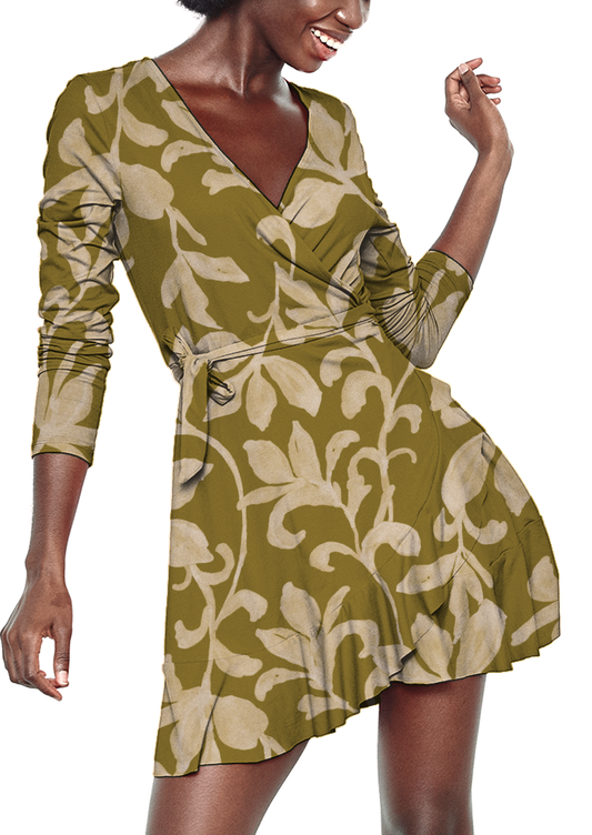 0902B- Mustard and Beige Abstract Floral