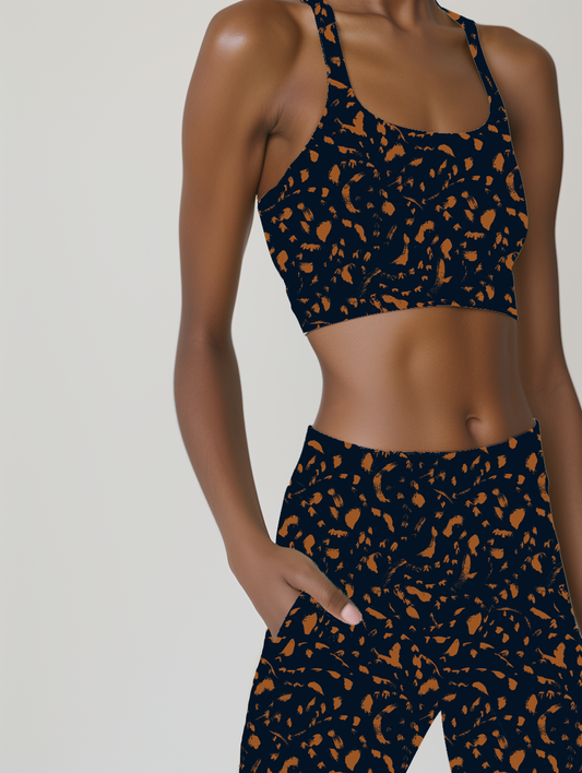 0907A- Dark Navy and Brown Brushed Texture