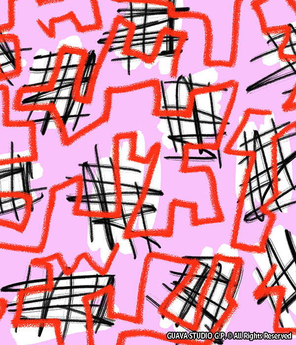0673D- Pink and Red Doodle Zigzag Texture