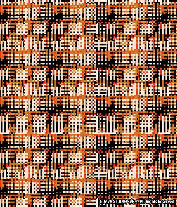 0674B- Mustard and Black Pixel Plaid