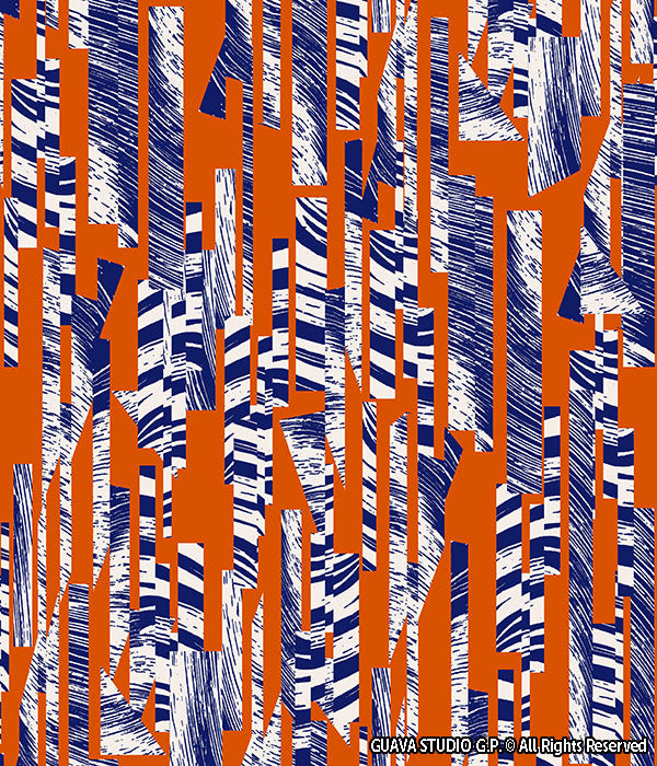 0683E- Burnt Orange & Navy Textured Stripes