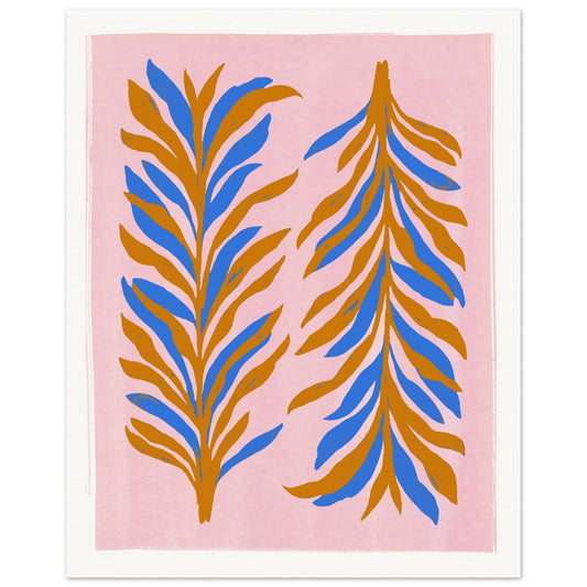 Pink, Cobalt and Tan Lily Foliage