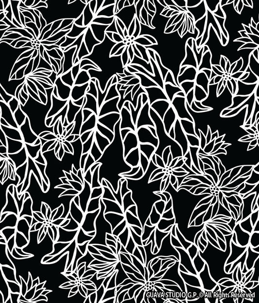 0210B- Black and White Outline Tropical