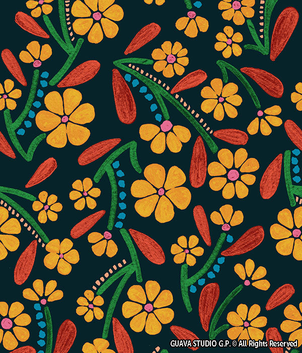 0610B- Hand Painted Textured Vintage Floral