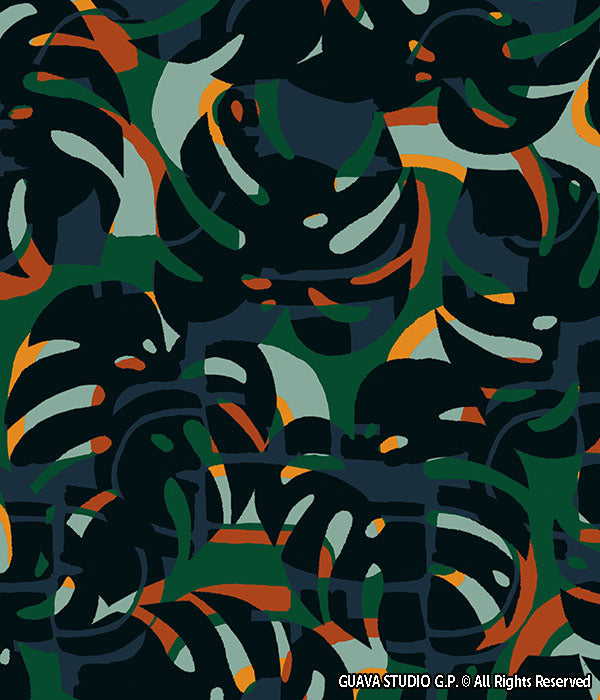0626C - Dark Tropical Monstera With Geo