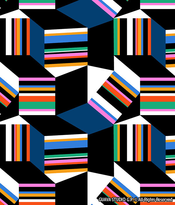 0695E- Colorful Op Art Striped Geo