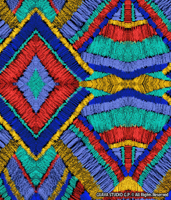 0696B- Colorful Ikat Basket Weave