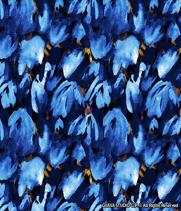 0702D- Abstract Watercolor Indigo Floral