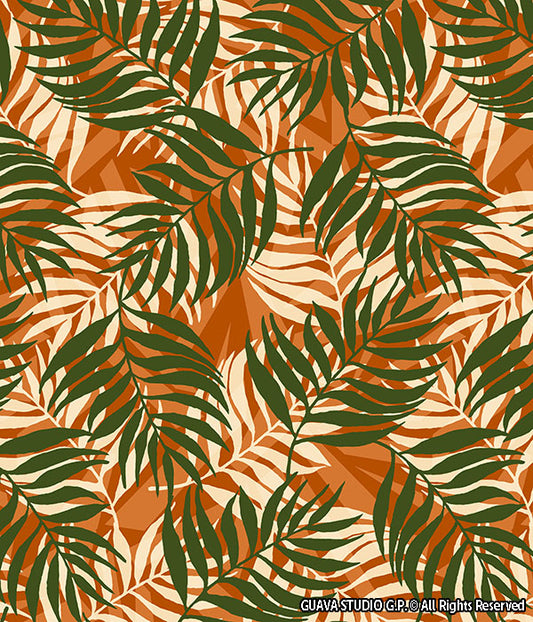 0051A- Burnt Orange Palm Leaves and Geo