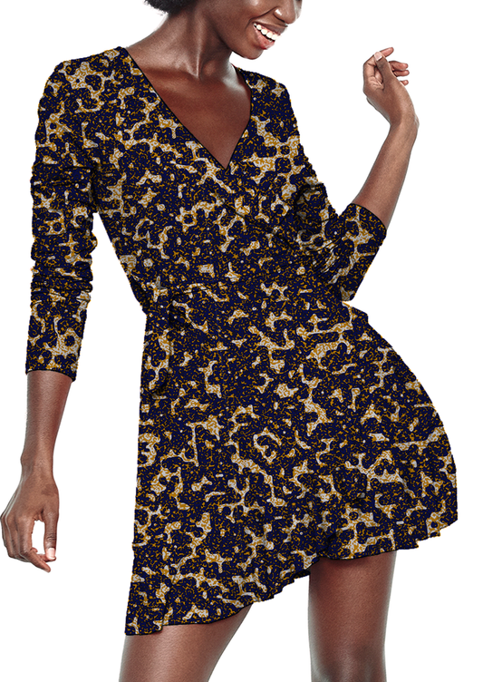 0168B- Distressed Navy and Mustard Geo Camo