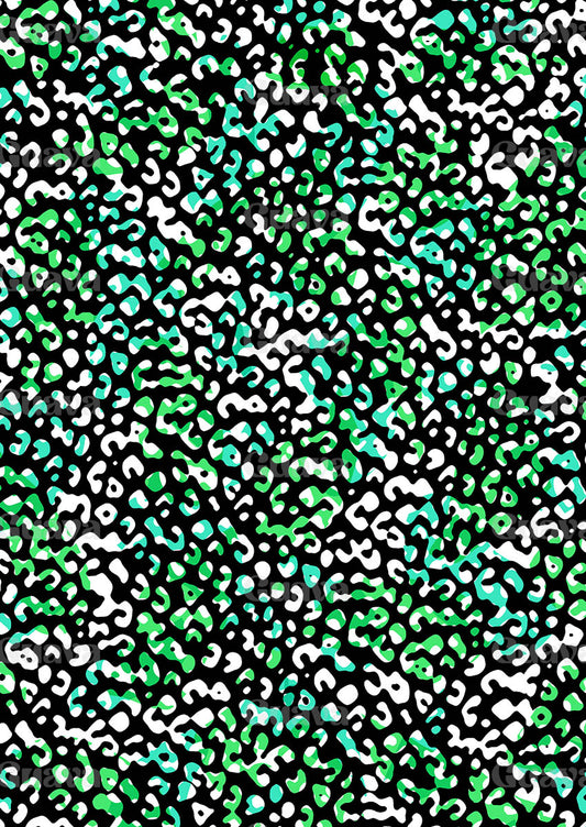 0183A- Black, Aqua and White Leopard print