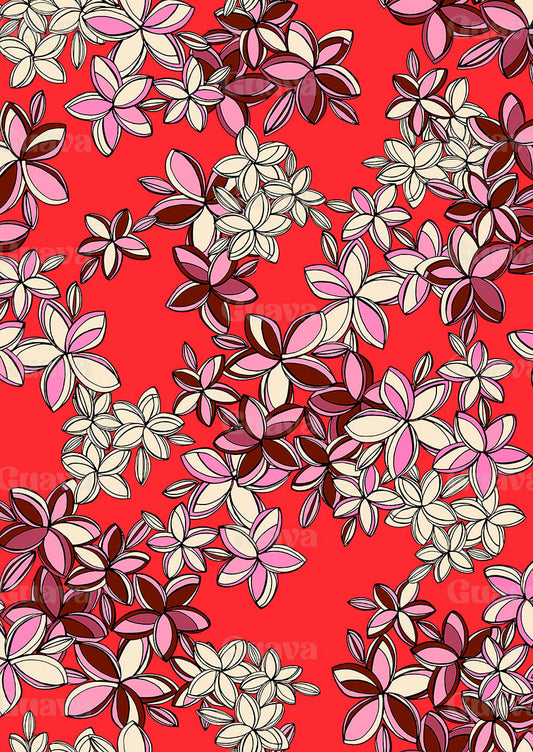 0234D- Red and Pink Hawaiian Floral