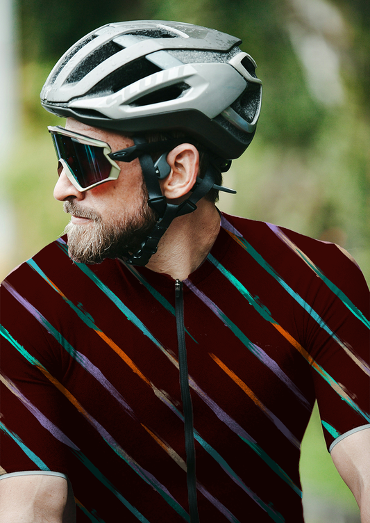 0270A- Burgundy Diagonal Brushstroke Stripes