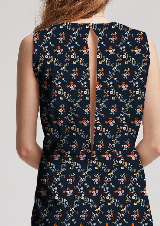 0297C- Navy Ground Victorian Inspired Ditsy