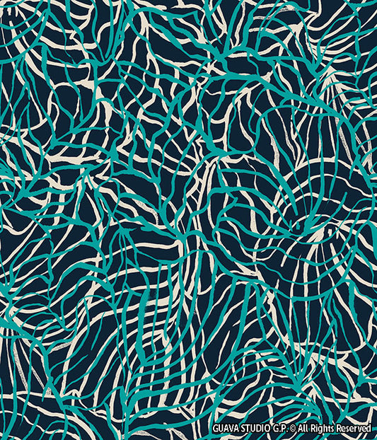 0298A- Graphic Abstract Teal and Blue Petals