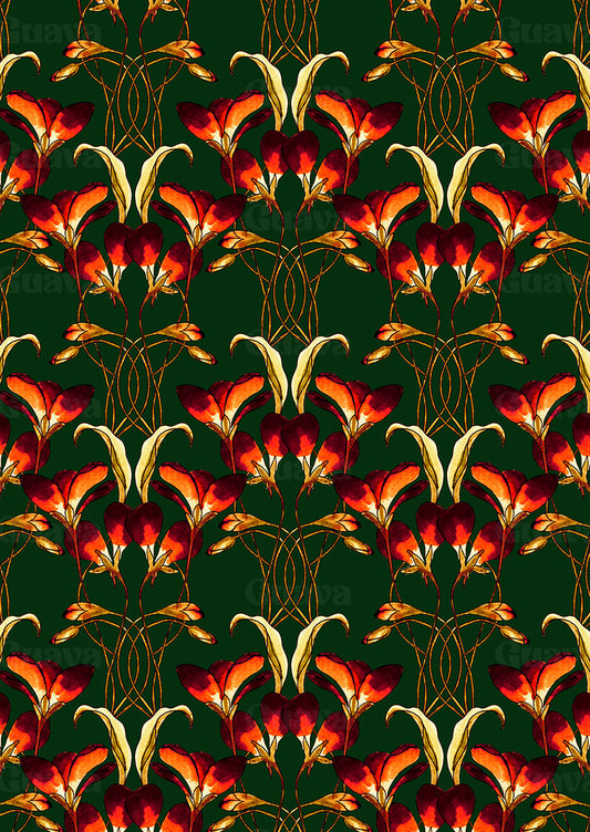 0308B- Dark Green Hand Paintd Baroque