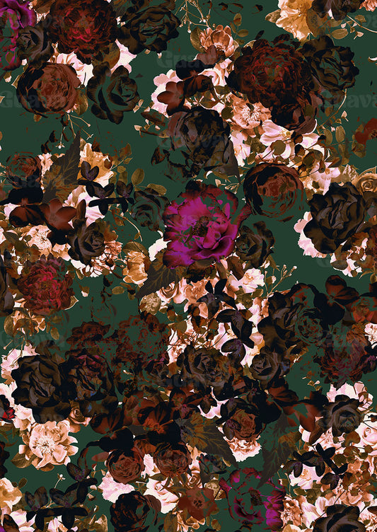 0323B- Dark Green Rose Bush Floral