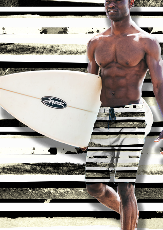 0351A- Tonal Black White Distressed Stripes