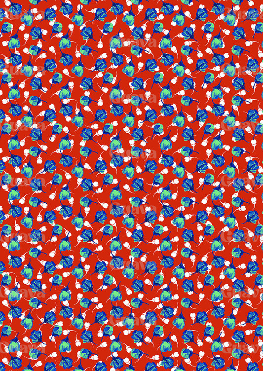 0363F- Delicate Red Ditsy Floral