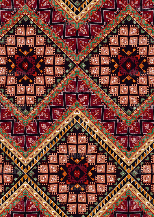 0380K- Hand Drawn Zig Zag Tapestry