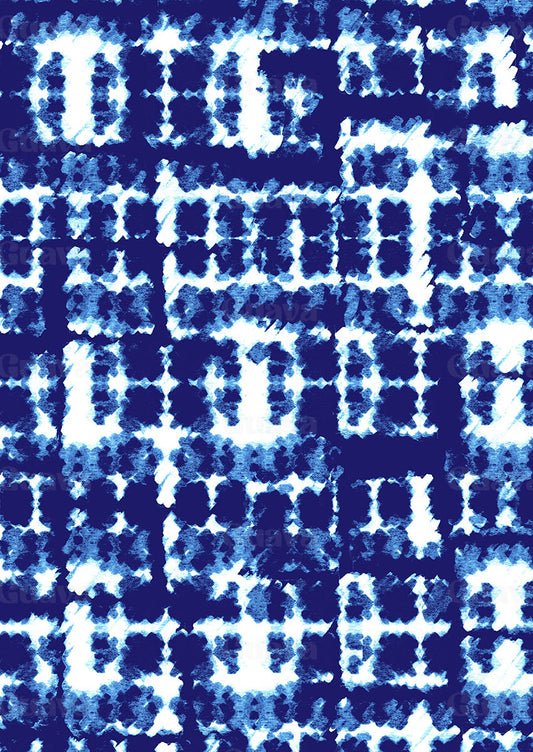 0382B- Blue and White Tie Dye Plaid