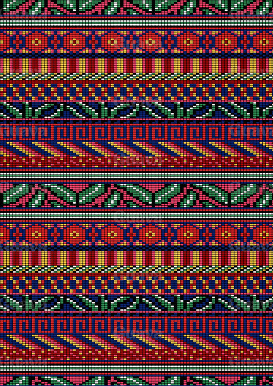 0392B- Multicolored Beaded Stripes