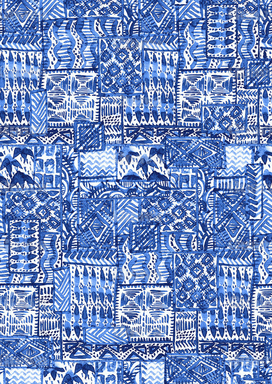 0431A- Indigo Ethnic Patchwork