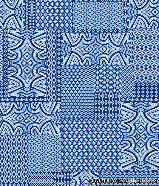 0480D- Indigo Ikat Patchwork