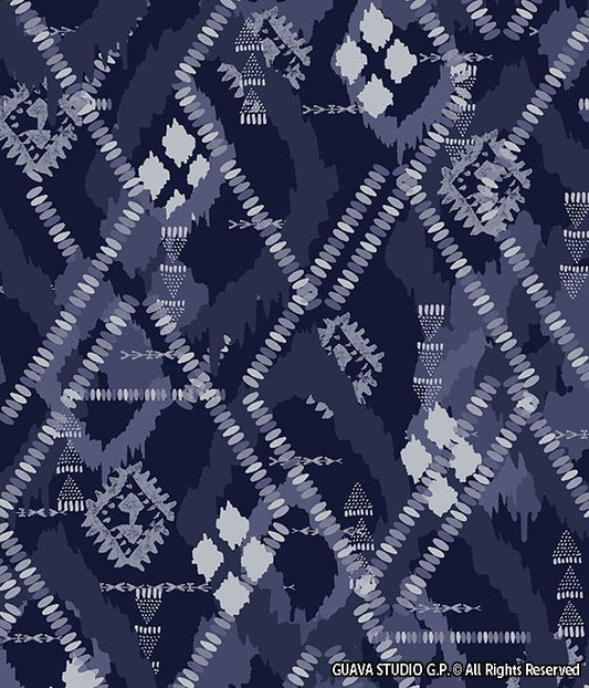 0481B- Indigo Ikat Inspired Print