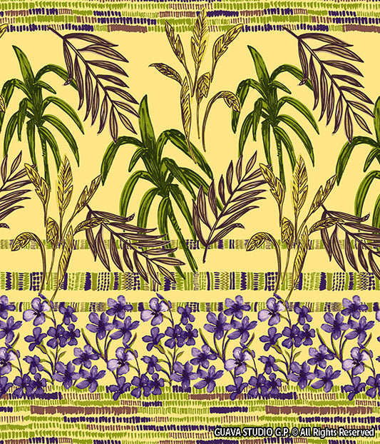 0493B- Buttery Yellow Foliage and Floral Border