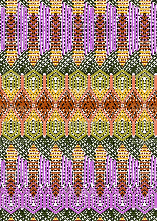 0495A- Multicolor Dotted Ethnic Stripes