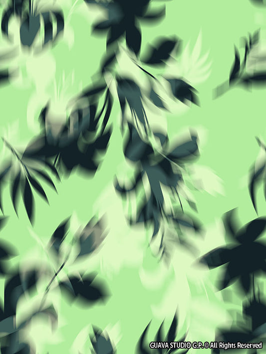 0496C- Green and Navy Blurred Floral