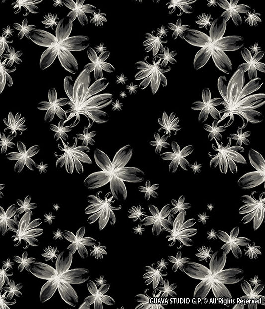 0503C- Black and White Sketched Lace Floral