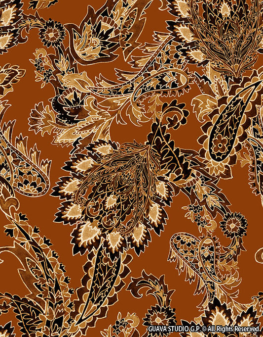 0506D- Brown Boho Kashmir Paisley