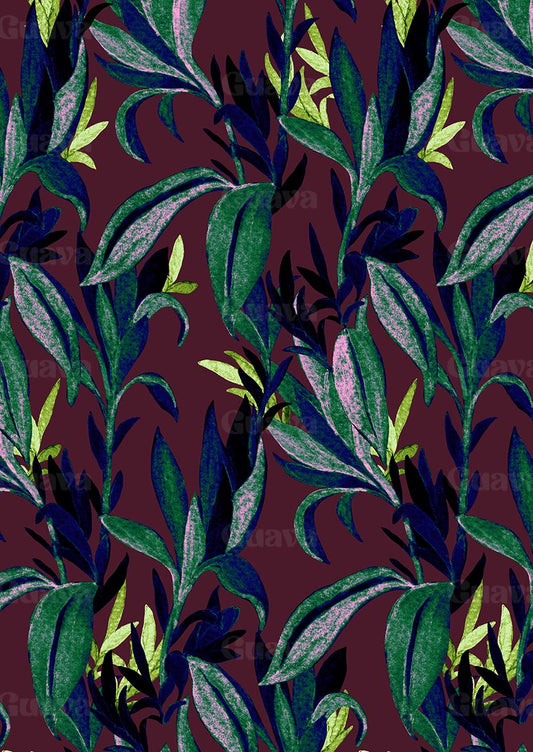 0510A- Deep Brown Tropical Floral