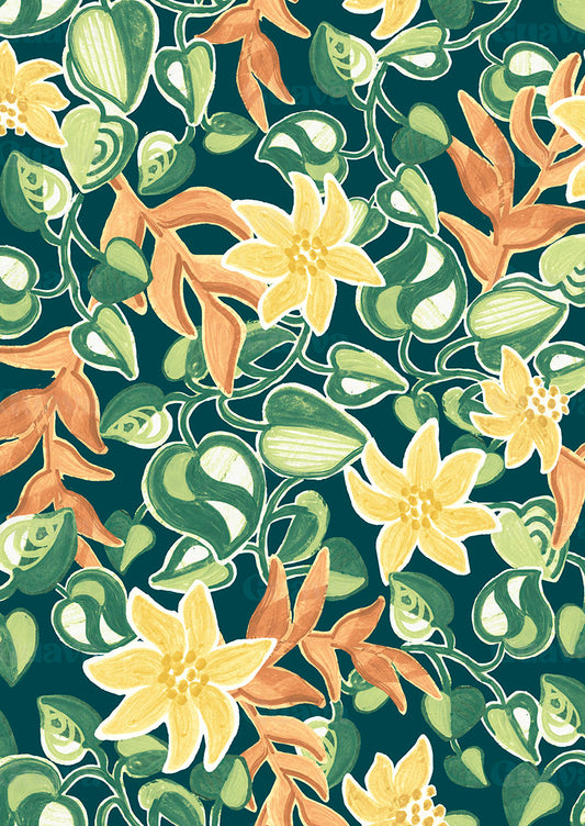 0552B- Soft Green Jungle Floral