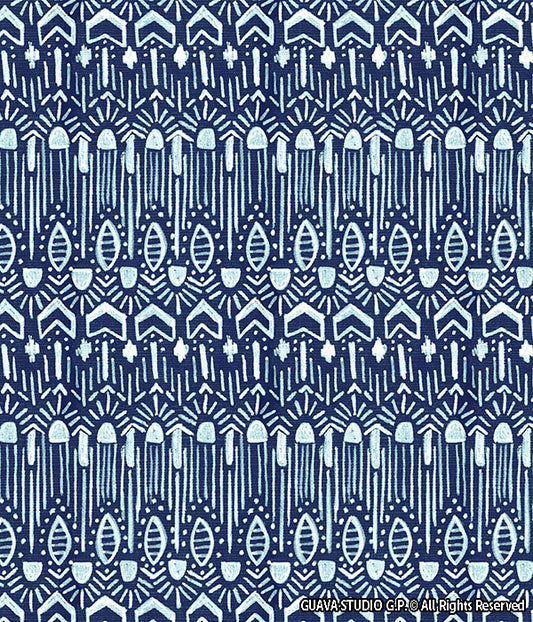 0585A - Indigo and Teal Hand Drawn Ikat